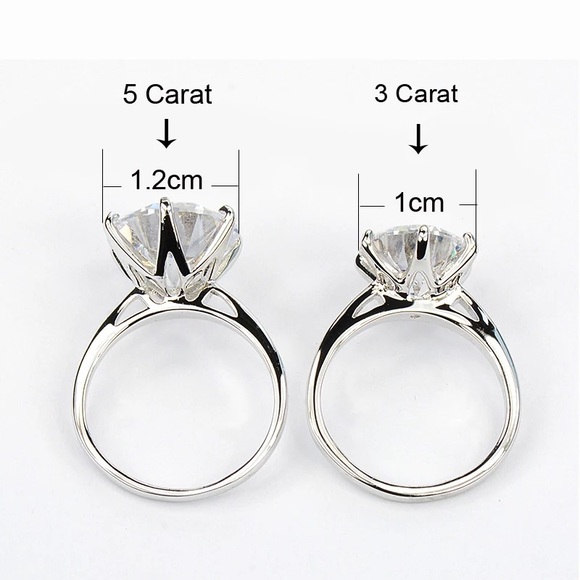 3.67Ct Round Cut Lab Diamond Silver Solitaire Ring - Picture 8 of 17